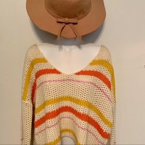 Chelsea and Violet Open Knit Striped Sweater